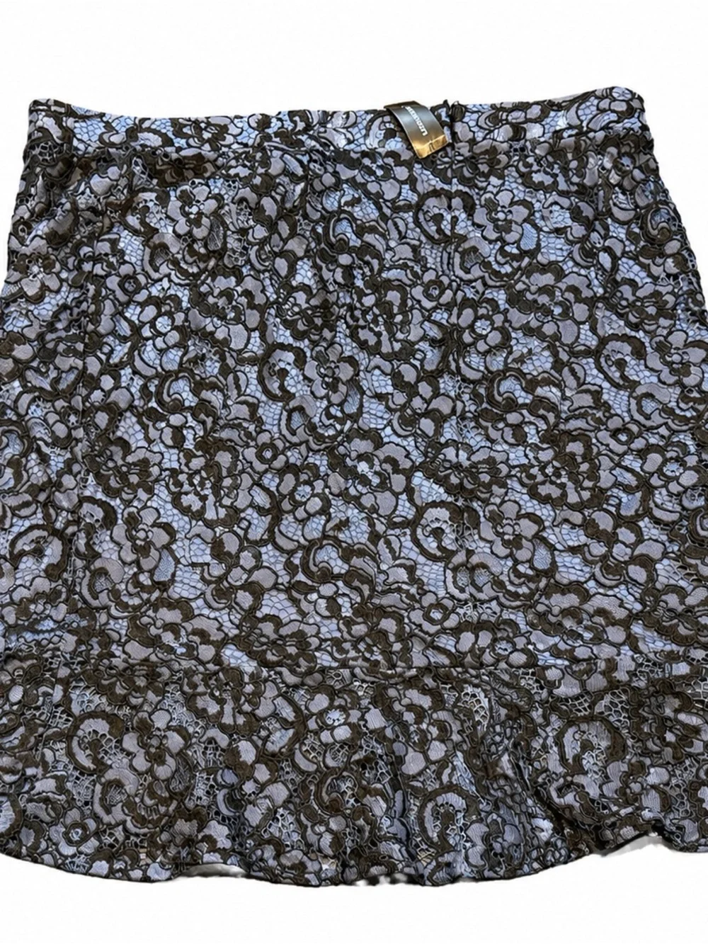 Lane Bryant NWT Blue Black Lace Ruffle Hem Skirt Size 26